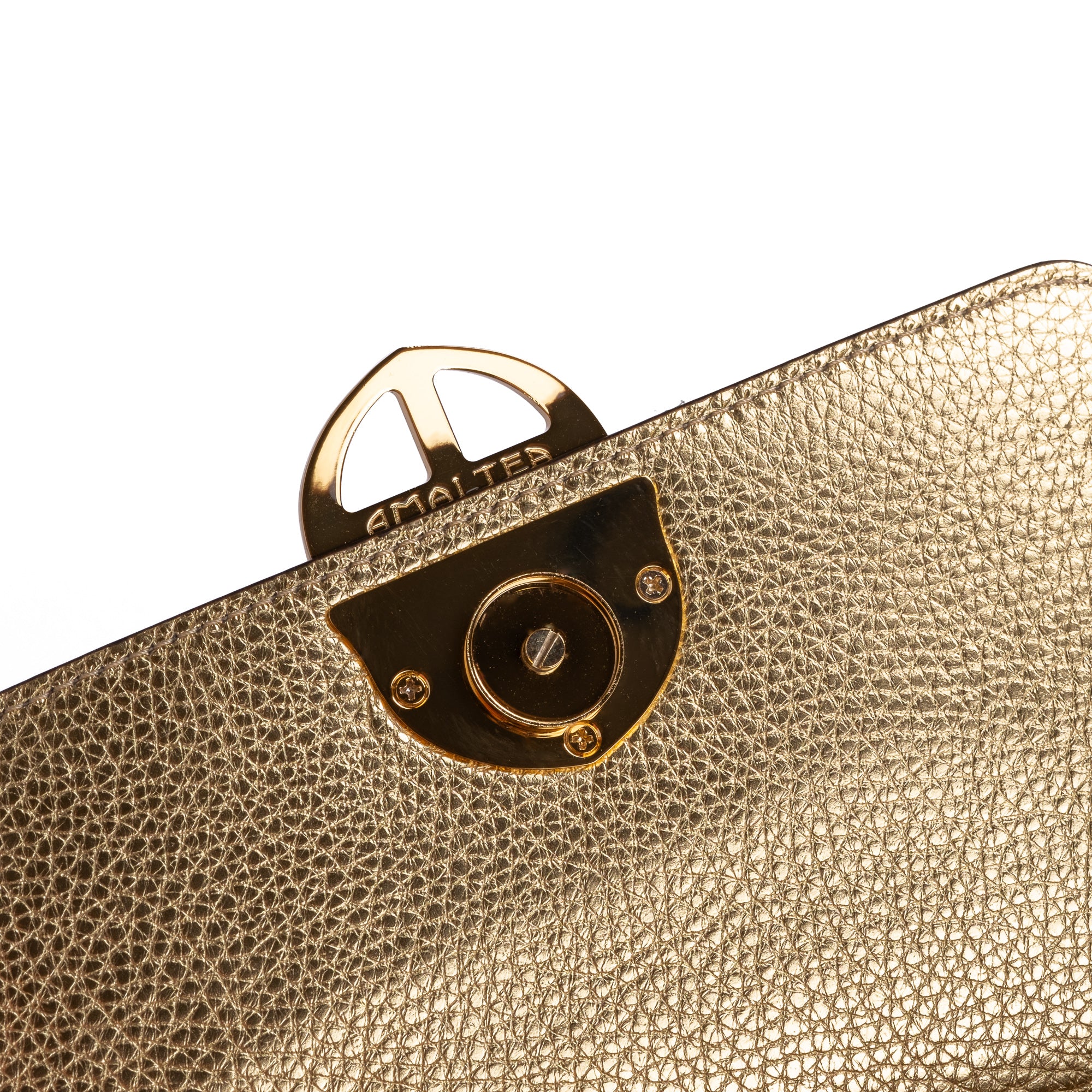 Gold handbag with a decorative clasp on a white background. - DEI DUCHI (AMALTEA)