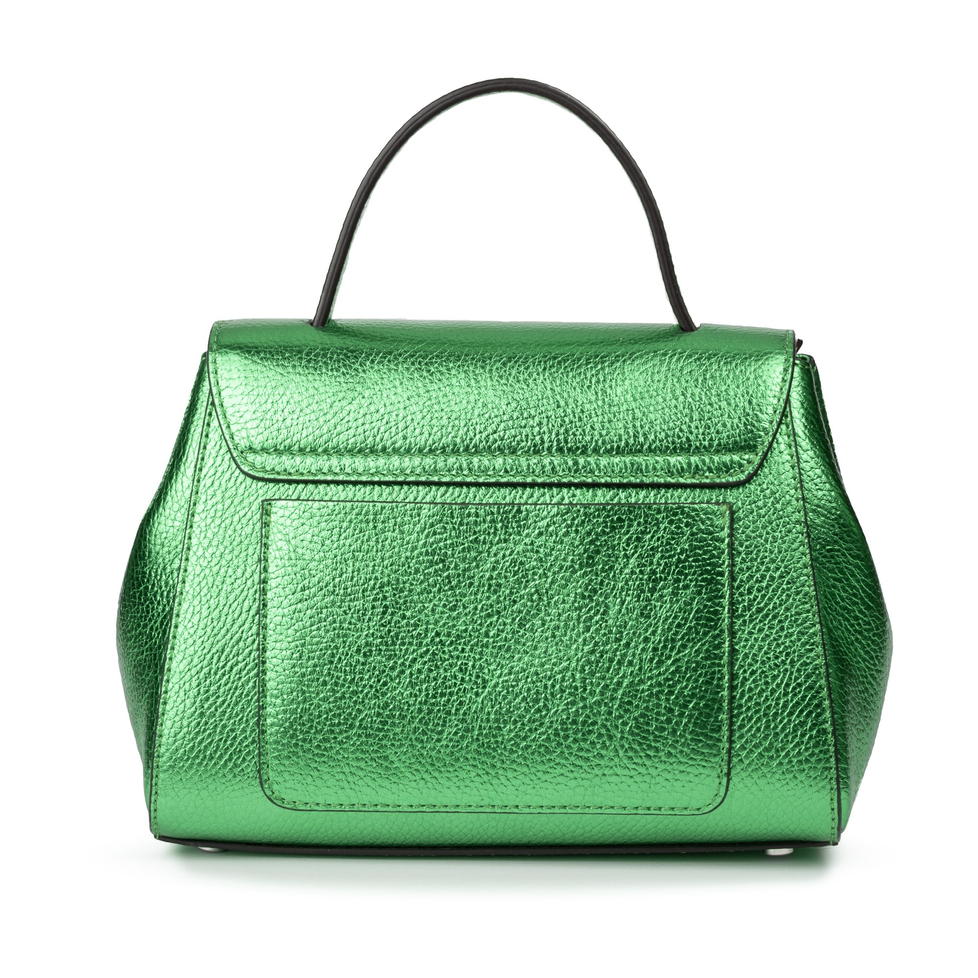 Metallic Green leather handbag on a white background. - - DEI DUCHI ( AMALTEA)