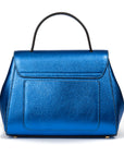 Blue handbag with a gold emblem on a white background. - DEI DUCHI (AMALTEA)
