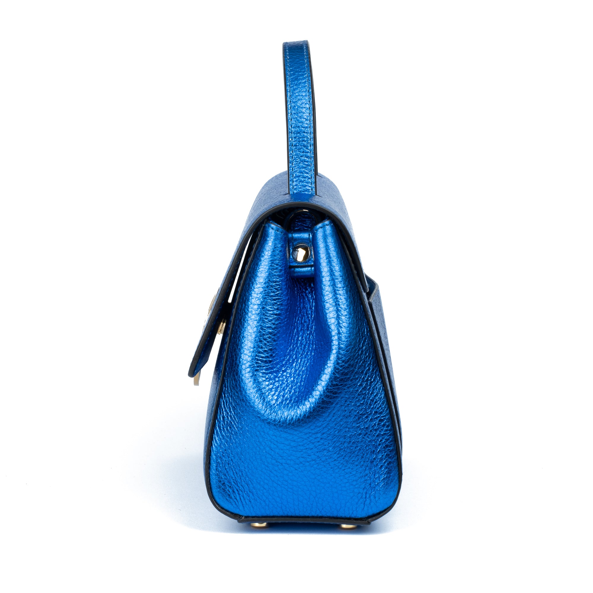 Blue handbag with a gold emblem on a white background. - DEI DUCHI (AMALTEA)