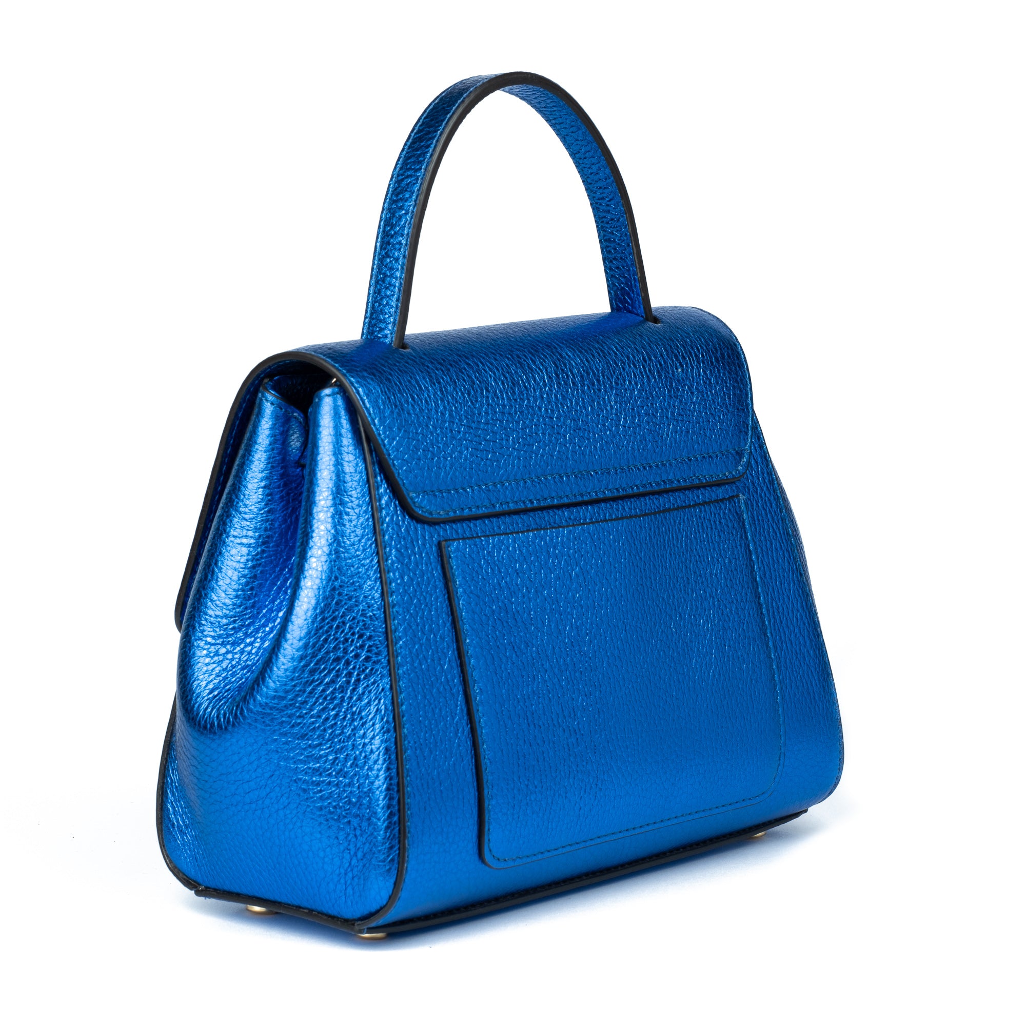 Blue handbag with a gold emblem on a white background. - DEI DUCHI (AMALTEA)