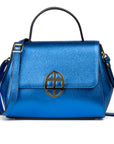 Blue handbag with a gold emblem on a white background. - DEI DUCHI (AMALTEA)