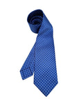 Blue patterned tie on a white background. - Sartoria Dei Duchi - Atri
