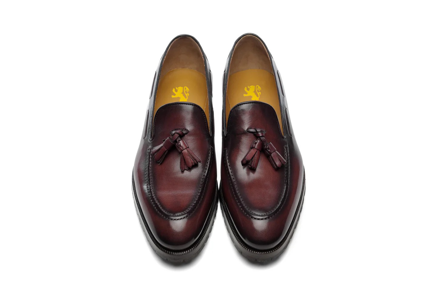 Umberto - Bordeaux Antiqued Pointed toe. Crust Calf. White full/grain calfskin. Tuscan tanned. Hand-dyed and antiqued leather. 9mm sole. 27mm heel height. Tuscan leather. Blake construction with bottom stitching.- Sartoria Dei Duchi - Atri
