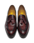 Umberto - Bordeaux Antiqued Pointed toe. Crust Calf. White full/grain calfskin. Tuscan tanned. Hand-dyed and antiqued leather. 9mm sole. 27mm heel height. Tuscan leather. Blake construction with bottom stitching.- Sartoria Dei Duchi - Atri
