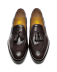 Umberto - Chocolate Antiqued. Pointed toe. Crust Calf. White full/grain calfskin. Tuscan tanned. Hand-dyed and antiqued leather. 9mm sole. 27mm heel height. Tuscan leather. Blake construction with bottom stitching. - Sartoria Dei Duchi - Atri