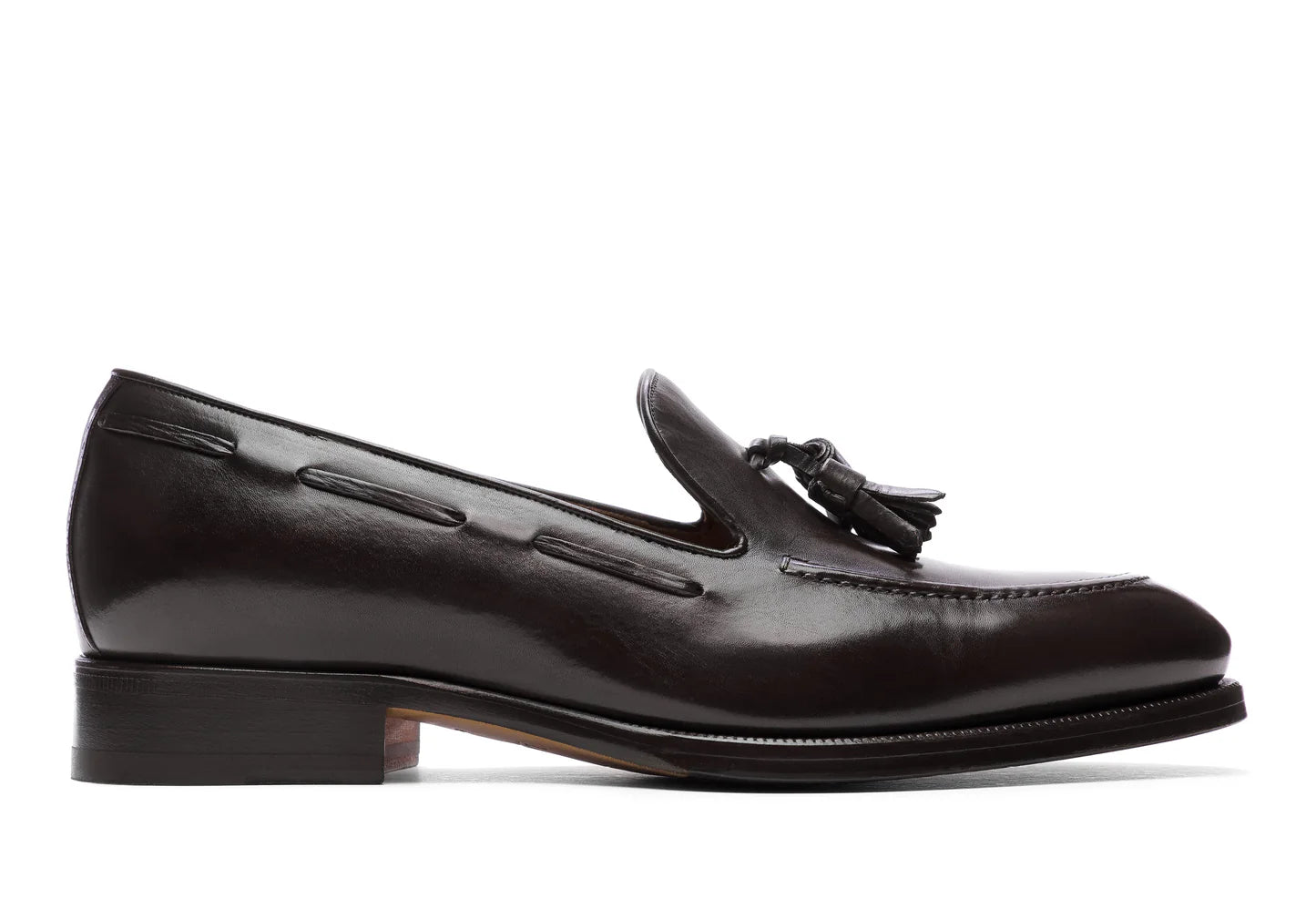 Umberto - Chocolate Antiqued. Pointed toe. Crust Calf. White full/grain calfskin. Tuscan tanned. Hand-dyed and antiqued leather. 9mm sole. 27mm heel height. Tuscan leather. Blake construction with bottom stitching. - Sartoria Dei Duchi - Atri