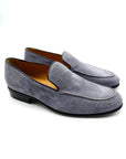 Loafers 100% MADE IN ITALY, in soft suede calfskin,  bottom with lightweight leather sole, BLAKE stitching  and leather bombé bottom. The color is a fresh elegant  middle grey blue. Shape with regular plant suitable for  a wide audience. These shoes guarantee class and style,  combined with comfort typical of loafers. Process: blake   Leather: suede calfskin    Colour : light blue grey    Lining: calf leather   Bottom: bumble leather    Insole: leather - Sartoria Dei Duchi-Atri