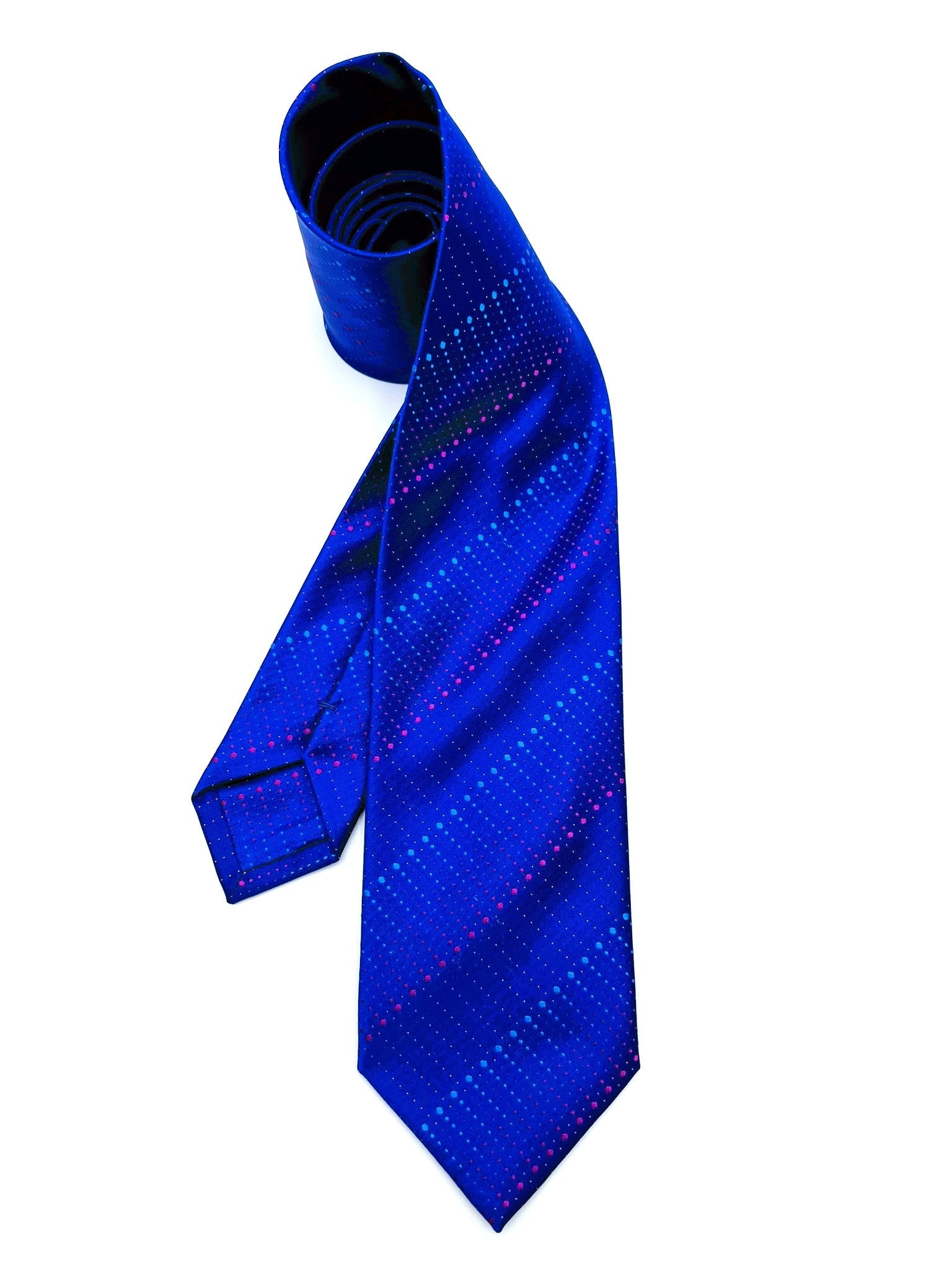 Azure Blue Patterned Silk Tie. Pure silk three fold tie. Handmade by our Italian tailors. 100% Pure silk.Our ties standard  width is 8 cm (3.15 inch).| Sartoria Dei Duchi - Atri