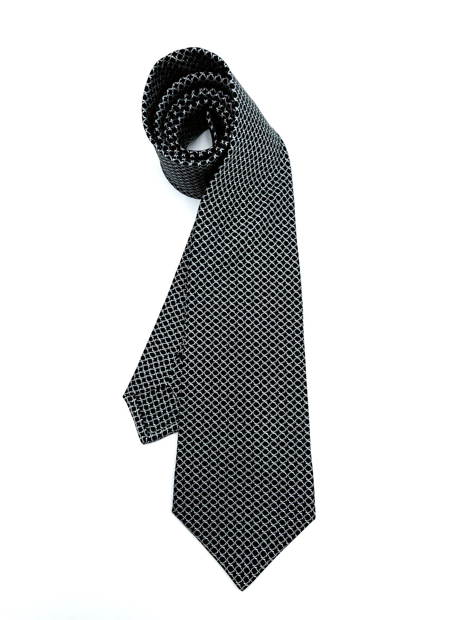 Black Micro Pattern Silk Tie. Pure silk three fold tie. Handmade by our Italian tailors. 100% Pure silk.Our ties standard  width is 8 cm (3.15 inch).| Sartoria Dei Duchi - Atri