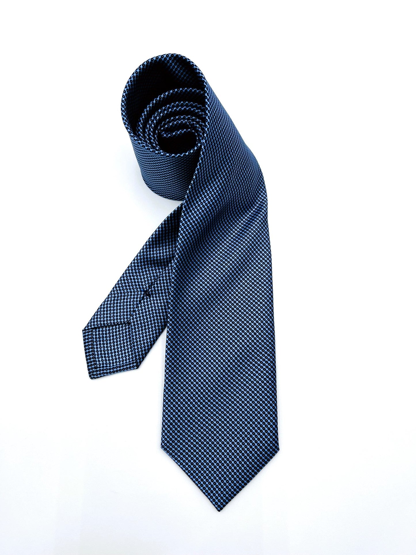 Blue Dotted Print Silk Tie