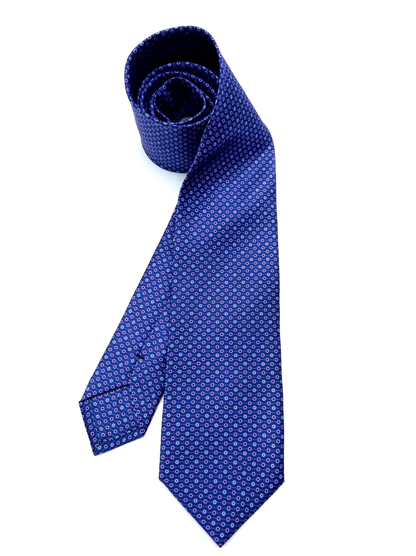 Blue Micro Patterns Silk Tie Pure silk three fold tie. Handmade by our Italian tailors. 100% Pure silk. Our ties standard width is 8 cm (3.15 inch),  standard length is 150 cm (59 inch). | Sartoria Dei Duchi - Atri