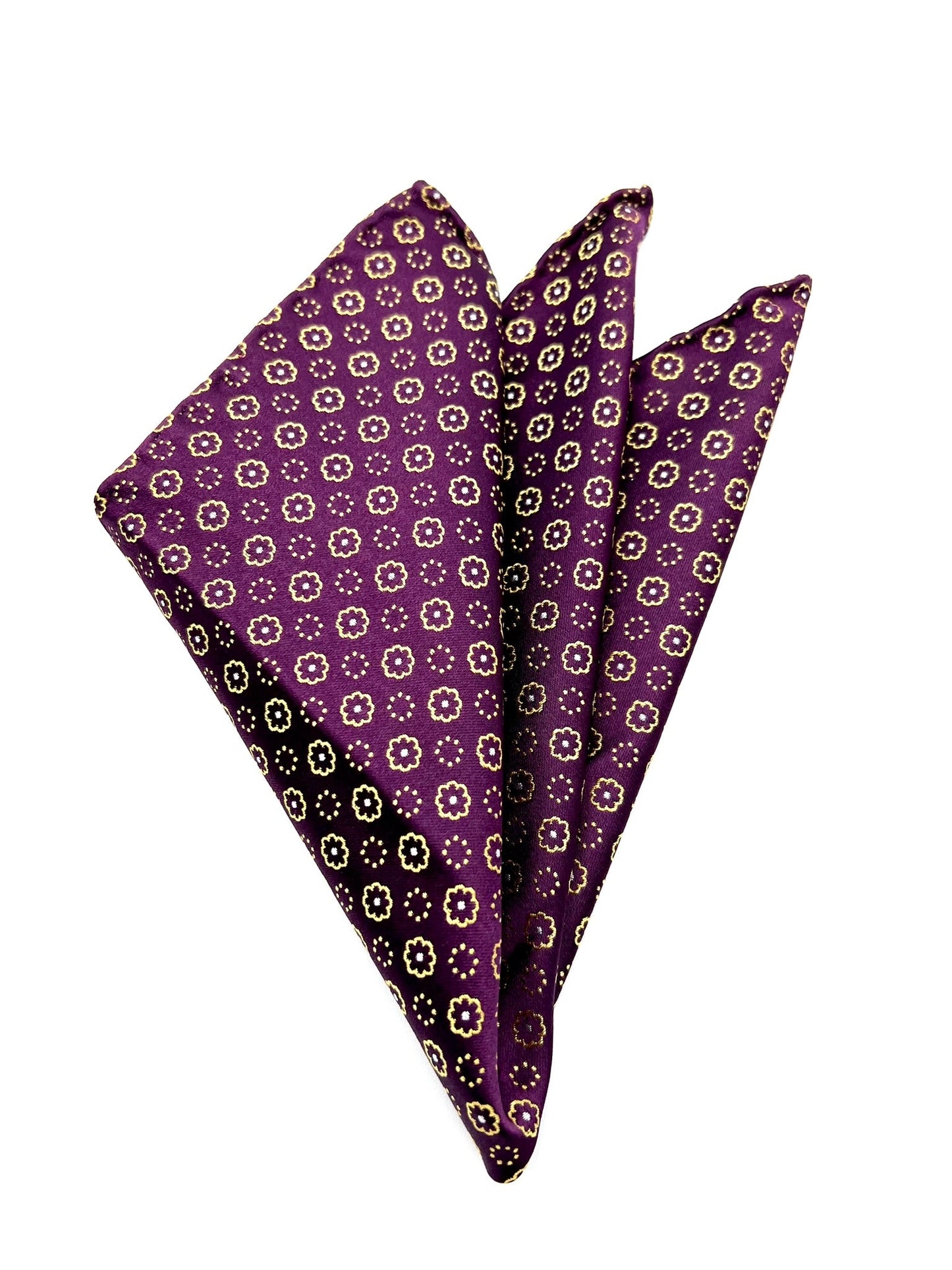 Burgundy Patterned Silk Pocket Square Handmade in Italy. Pocket Square in 100% pure Italian silk,  hand-finished edges.| Sartoria Dei Duchi - Atri