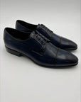Classic Derby Shoe / Long Shape Blue Smart/casual style/High instep Flexible structure, suitable for wider feet / BLUE, HAND SHADED / leather crust colored and hand-aged  calfskin /  black calf lining / Elongated shape /  Lightweight leather bottom with anti-slip insert   sewn to BLAKE / Leather insole | Sartoria Dei Duchi - Atri