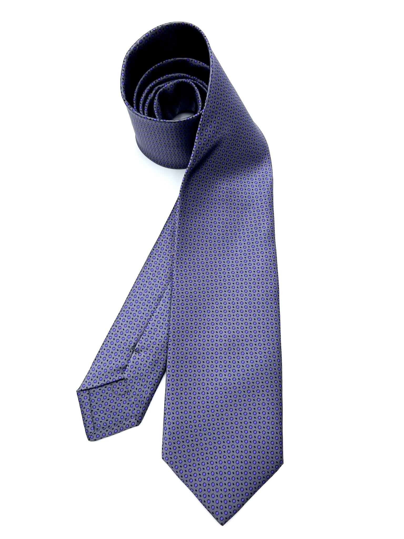 Grey Microdots Silk Tie Pure silk three fold tie. Handmade by our Italian tailors. 100% Pure silk. Our ties standard width is 8 cm (3.15 inch),  standard length is 150 cm (59 inch). | Sartoria Dei Duchi - Atri