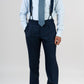 This Sartoria dei Duchi suit is realized in two pieces with the finest fabric of Loro Piana 100% wool "Super 200s". This elegant and refined suit is composed of a jacket with 2 buttons with welt pockets without flaps. The pants has only one pence and four pockets in total between front and back. Regular rise. There are no belt loops as they are designed to be worn with suspenders. Buttonholes and dots of the jacket are exclusively handmade. 