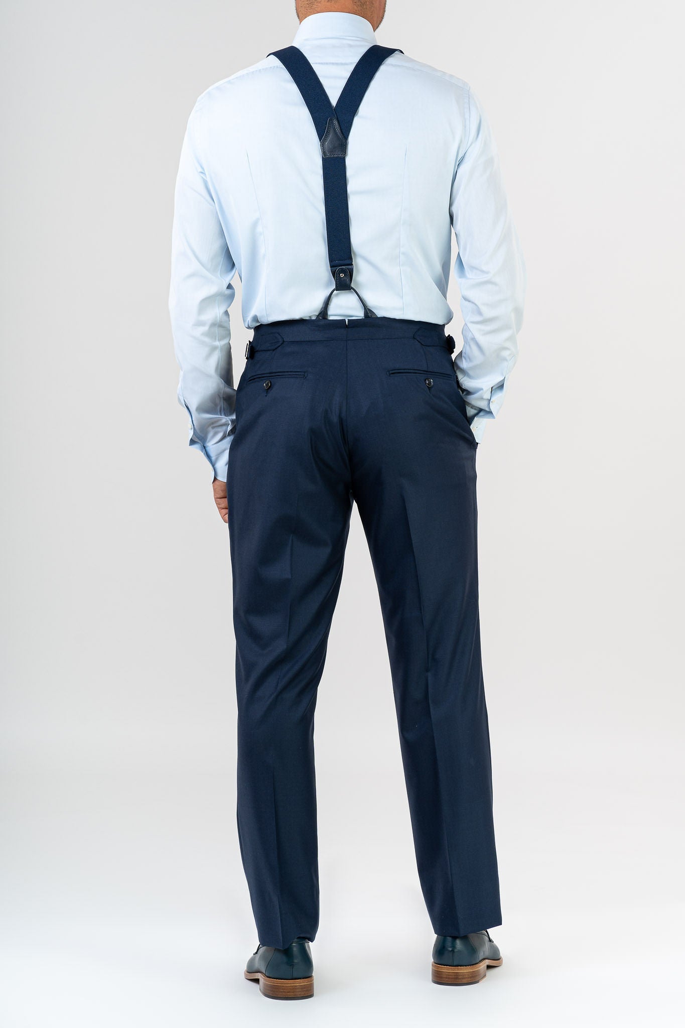 Men's Royal Blue Textured Plain Slim Fit Suit Trousers | Hawes & Curtis