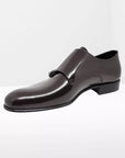 Monk Strap Shoe - Dark Brown Double buckle and smooth upper in polished abrasive calfskin-  Bottom with BLAKE stitched light leather sole / Blake workmanship / Shiny calf leather /  Black calfskin lining / Rounded shape /  Lightweight leather bottom with non-slip insert sewn to BLAKE /  Leather insole | Sartoria Dei Duchi - Atri