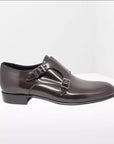 Monk Strap Shoe - Dark Brown Double buckle and smooth upper in polished abrasive calfskin-  Bottom with BLAKE stitched light leather sole / Blake workmanship / Shiny calf leather /  Black calfskin lining / Rounded shape /  Lightweight leather bottom with non-slip insert sewn to BLAKE /  Leather insole | Sartoria Dei Duchi - Atri