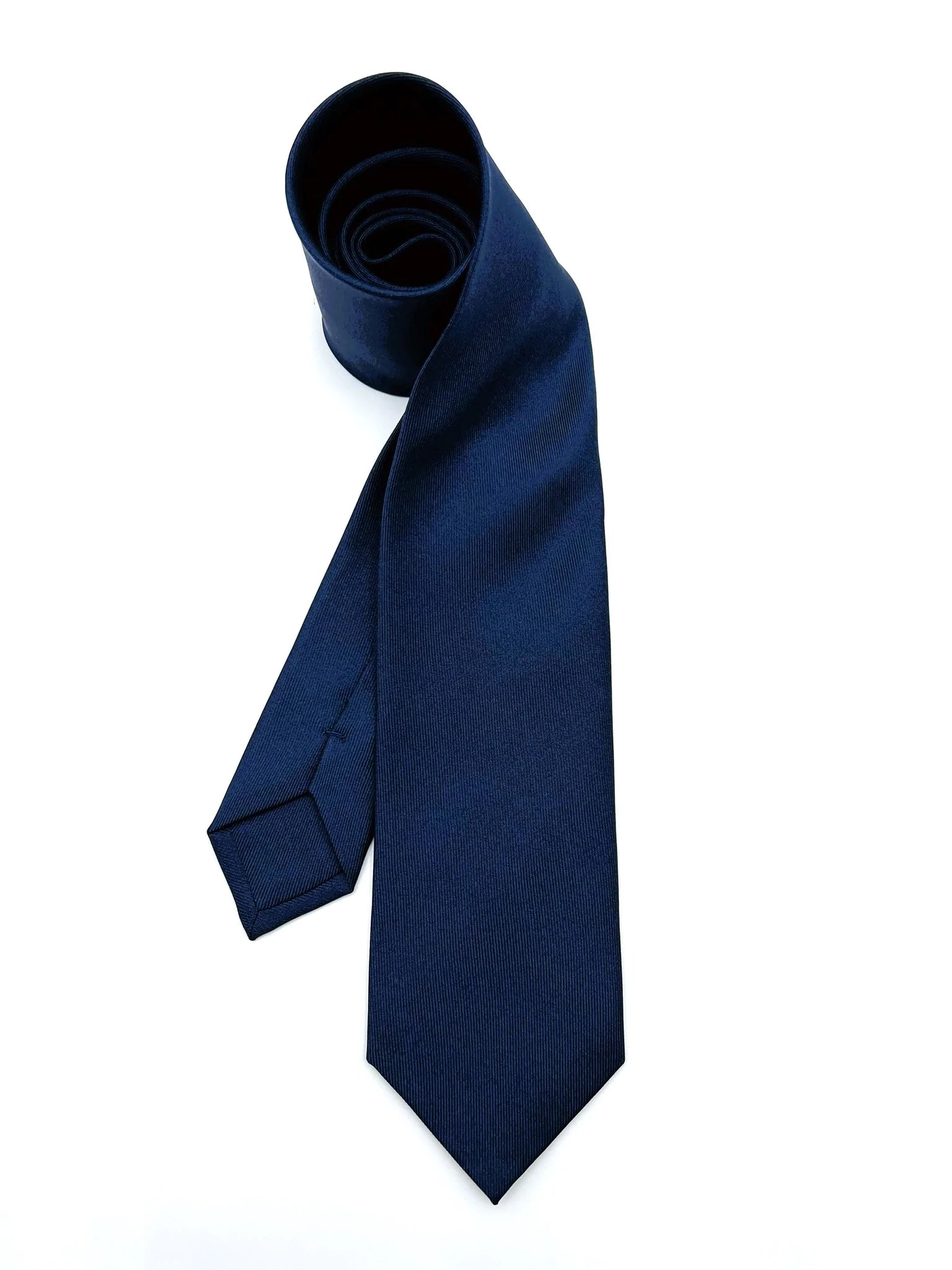 Navy Blue Silk Tie. Pure silk three fold tie. Handmade by our Italian tailors. 100% Pure silk.Our ties standard  width is 8 cm (3.15 inch).| Sartoria Dei Duchi - Atri