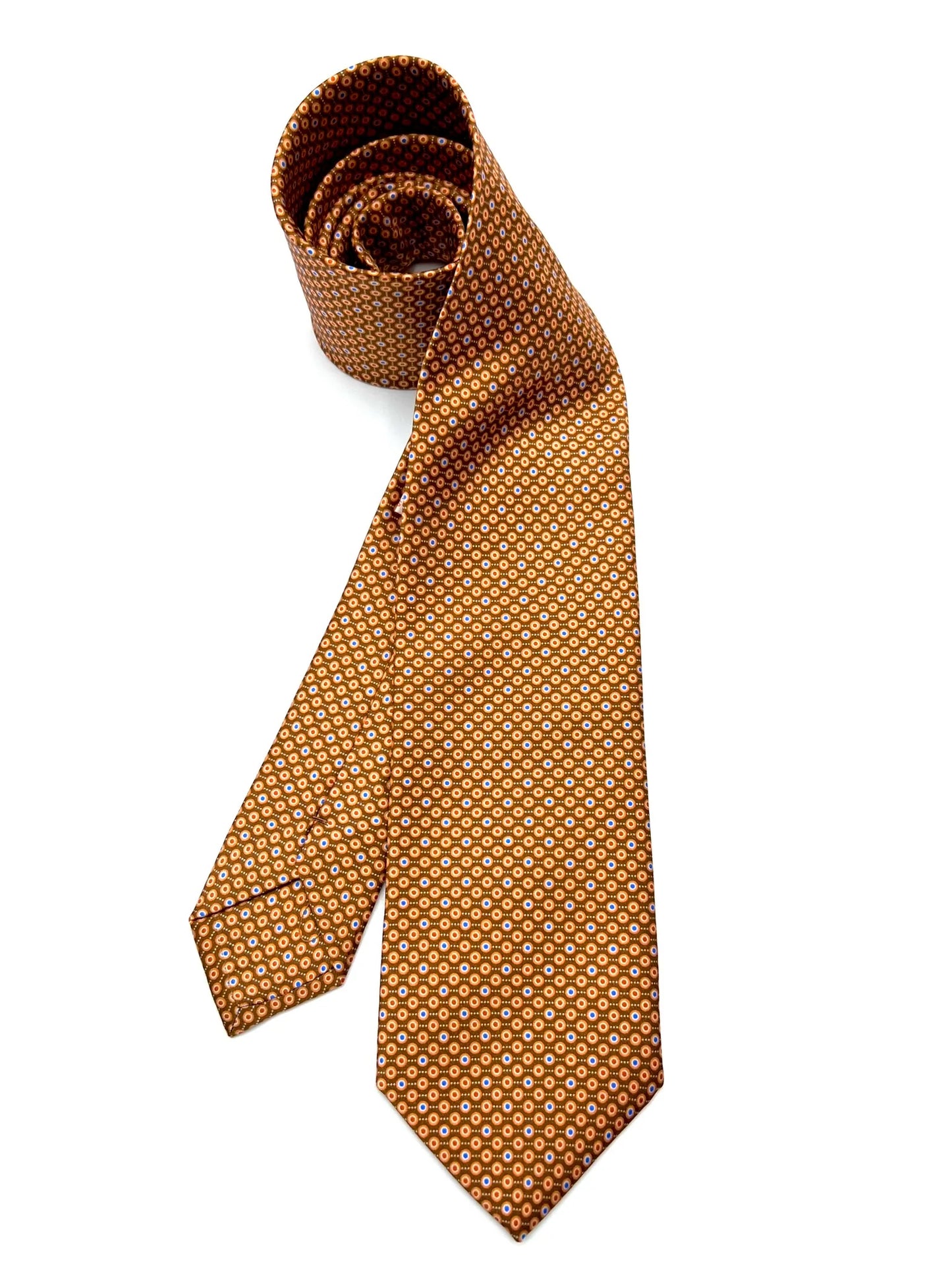 Orange Micro Patterned Silk Tie Pure silk three fold tie. Handmade by our Italian tailors. 100% Pure silk.Our ties standard  width is 8 cm (3.15 inch),standard  length is 150 cm (59 inch).| Sartoria Dei Duchi 