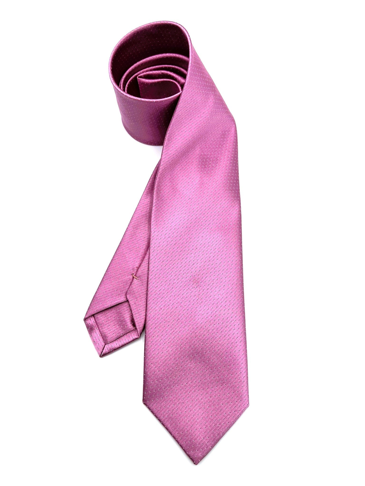 Pink Microdots Silk Tie. Pure silk three fold tie. Handmade by our Italian tailors. 100% Pure silk.Our ties standard  width is 8 cm (3.15 inch).| Sartoria Dei Duchi - Atri