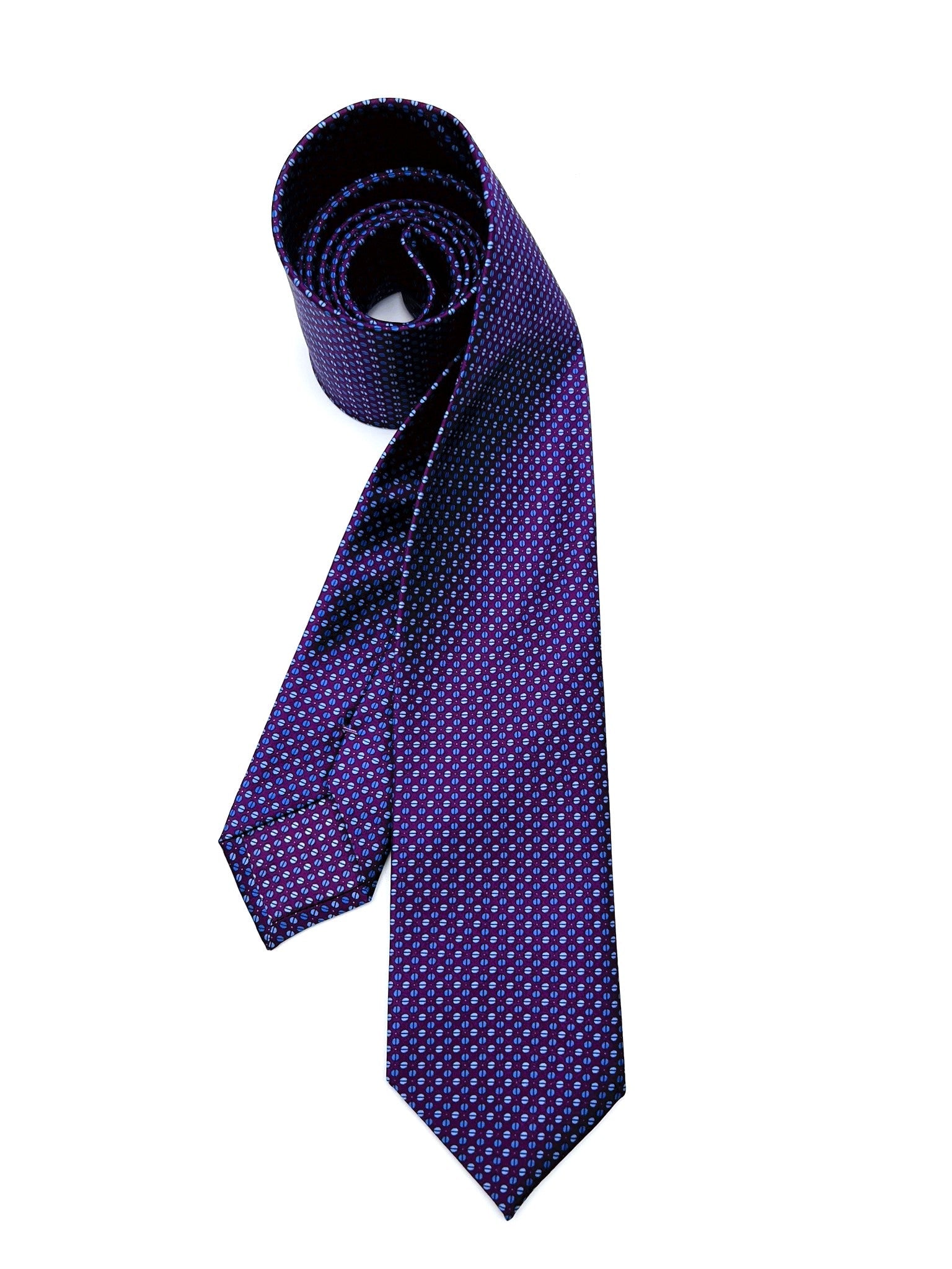 Purple Micro Patterns Silk Tie. Pure silk three fold tie. Handmade by our Italian tailors. 100% Pure silk.Our ties standard  width is 8 cm (3.15 inch).| Sartoria Dei Duchi - Atri