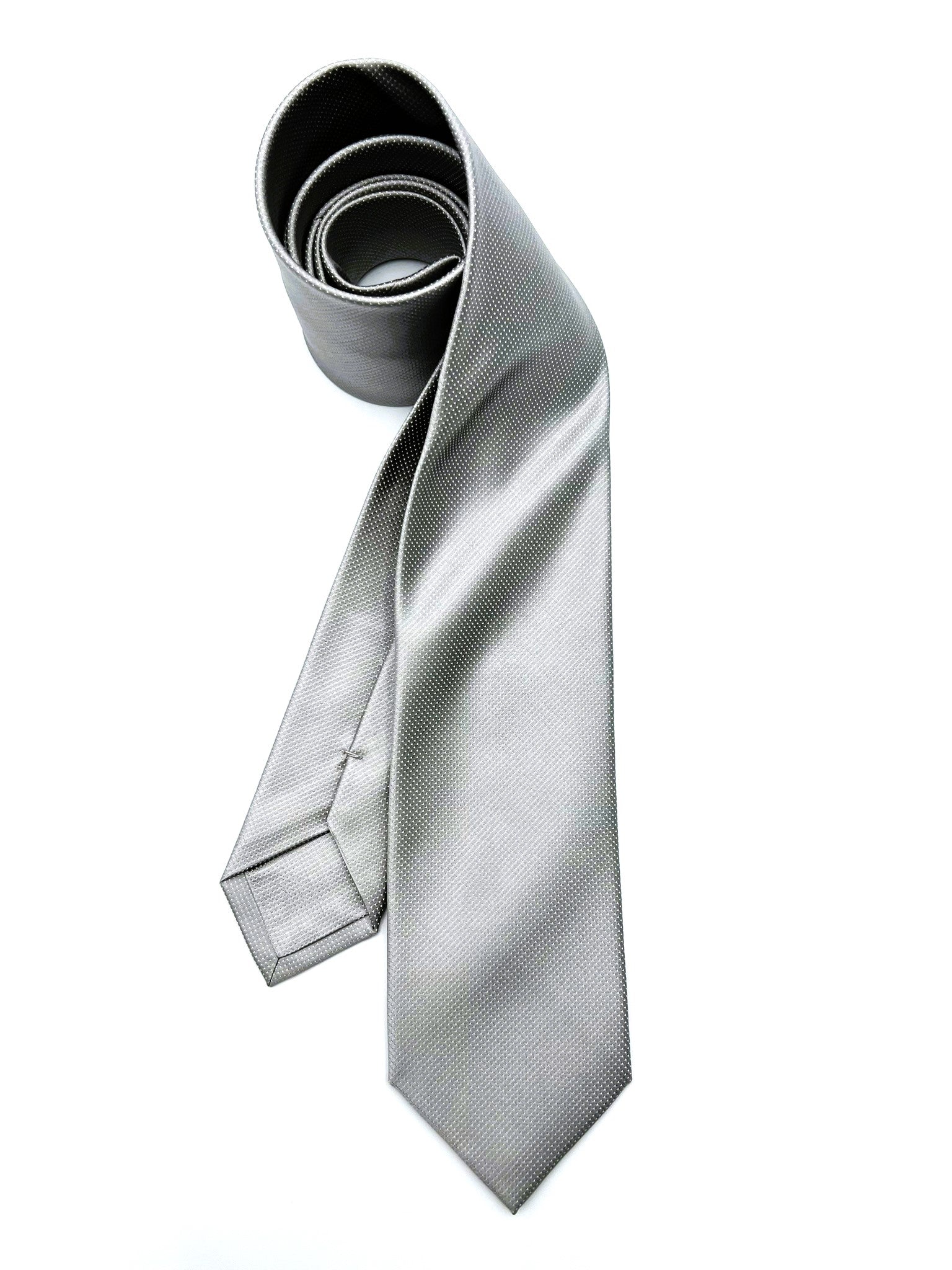Silver Microdots Silk Tie. Pure silk three fold tie. Handmade by our Italian tailors. 100% Pure silk. Our ties standard width is 8 cm (3.15 inch),  standard length is 150 cm (59 inch). | Sartoria Dei Duchi - Atri