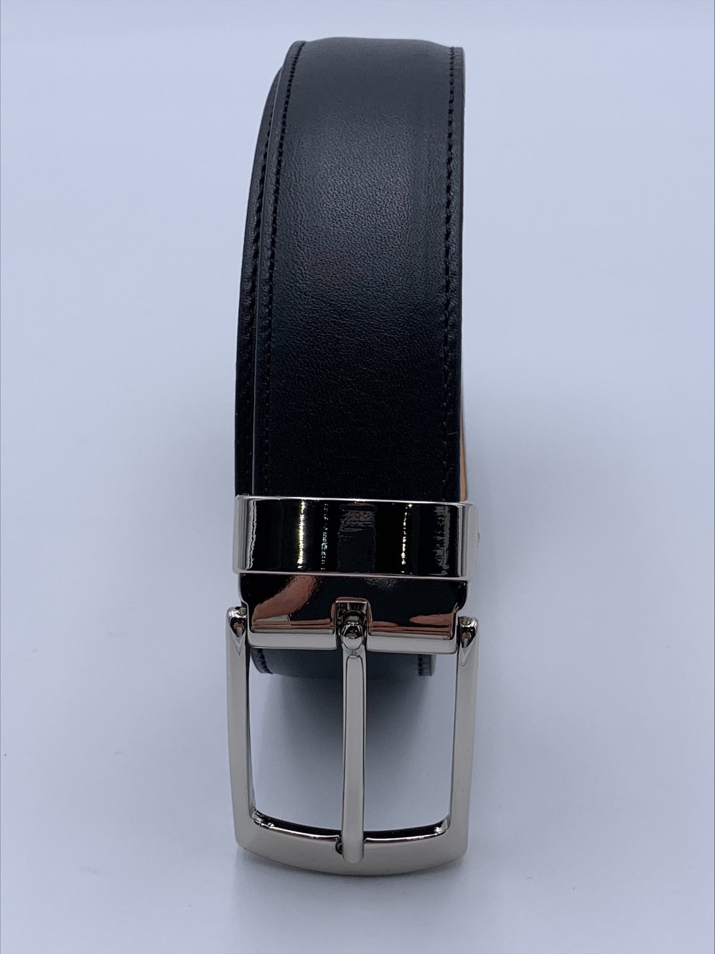 Black Matte Leather Belt. Belt in buffed calfskin  100% Genuine Leather Made in Italy.  Belt width is 3.5 cm | Sartoria Dei Duchi - Atri