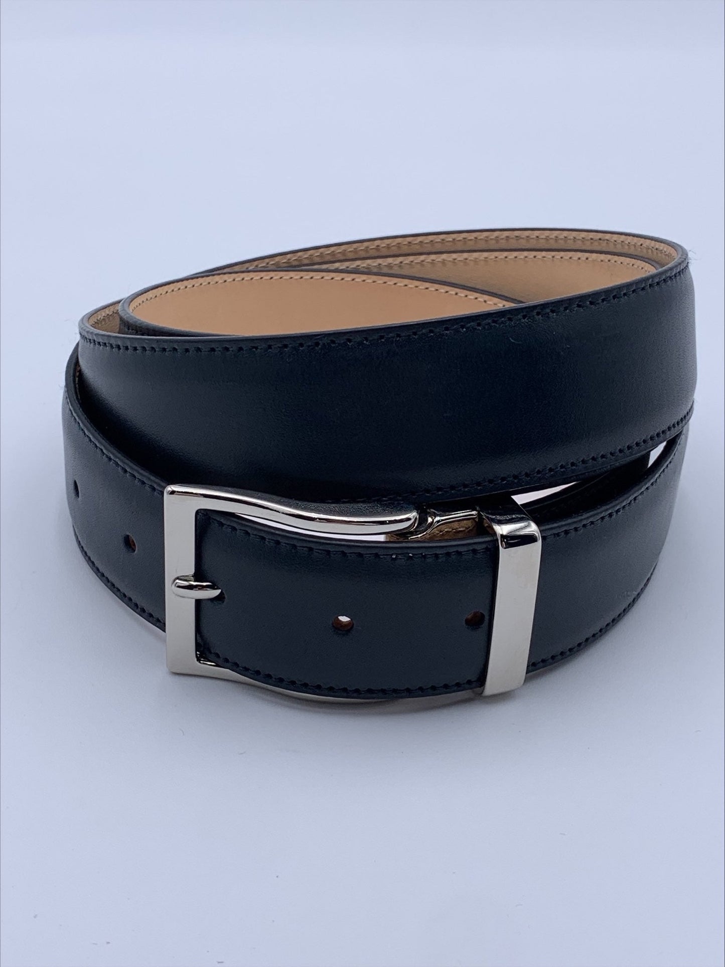 Blue Matte Leather Belt. Belt in buffed calfskin  100% Genuine Leather Made in Italy.  Belt width is 3.5 cm | Sartoria Dei Duchi - Atri