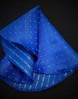 Rounded Pocket Square-100% Pure Silk-Blue base with a small squares in light blue-Fazzoletto da Taschino"Tavo"|Sartoria Dei Duchi-Atri