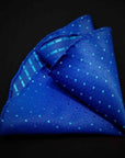 Rounded Pocket Square-100% Pure Silk-Blue base with a small squares in light blue-Fazzoletto da Taschino"Tavo"|Sartoria Dei Duchi-Atri