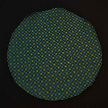 Rounded Pocket Square-100% Pure Silk-Pattern with circles of various green shades-Fazzoletto da Taschino&quot;Vomano&quot;|Sartoria Dei Duchi-Atri