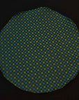 Rounded Pocket Square-100% Pure Silk-Pattern with circles of various green shades-Fazzoletto da Taschino"Vomano"|Sartoria Dei Duchi-Atri